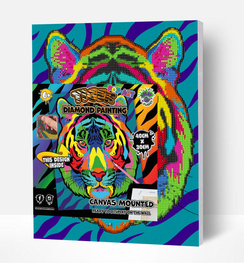 Splat Planet deimantinė mozaika „Pop Tigras“ 30x40 cm – drobės diamond painting rinkinys 6+