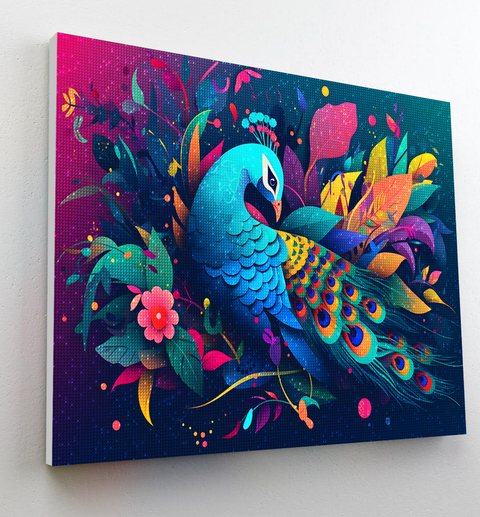 Splat Planet deimantinė mozaika „Povas“ 30x40 cm – drobės paveikslas, pilnas rinkinys 6+