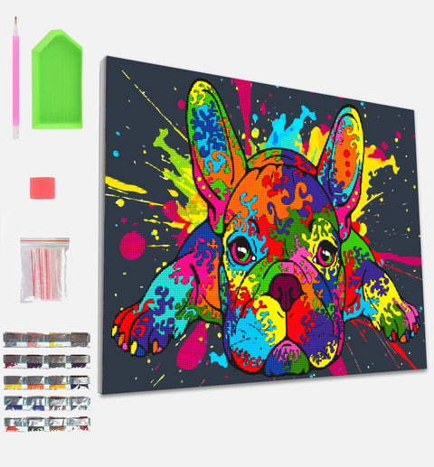 Deimantinės mozaikos rinkinys Splat Planet – Prancūzų buldogas, 30x40 cm
