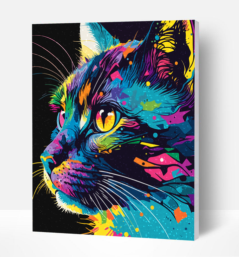 Splat Planet deimantinė mozaika „Ryški katytė“ 30×40 cm – rinkinys ant drobės, 6+