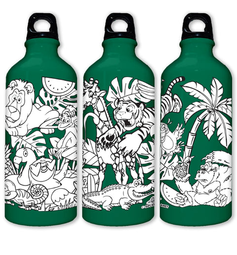 Splat Planet spalvinama aliumininė gertuvė vaikams 600 ml – Safari rinkinys su 8 flomasteriais