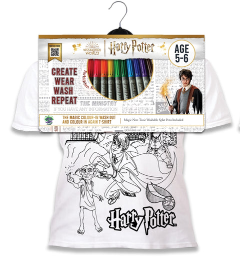 Harry Potter spalvinami marškinėliai vaikams su išskalbiamais flomasteriais – Splat Planet, 100% medvilnė