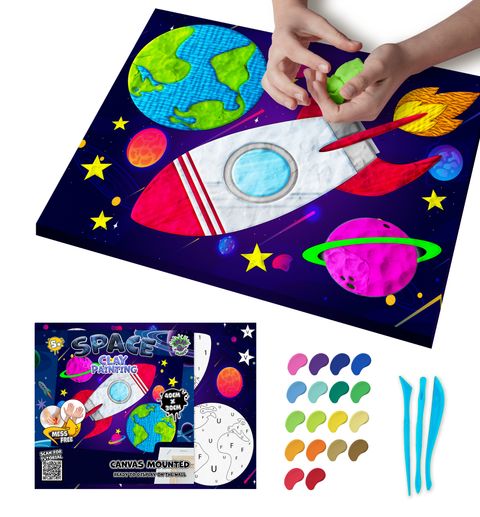 SPLAT PLANET modelino paveikslo rinkinys „Kosmosas“ 30×40 cm – 20 spalvų, 5+