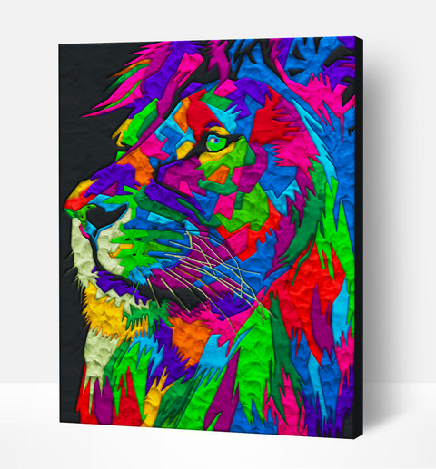 Splat Planet modelino paveikslas „Liūtas“ 30×40 cm – kūrybinis rinkinys vaikams 5+, 20 spalvų, drobė, 3 įrankiai