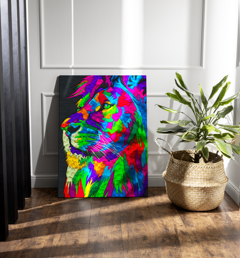 Splat Planet modelino paveikslas „Liūtas“ 30×40 cm – kūrybinis rinkinys vaikams 5+, 20 spalvų, drobė, 3 įrankiai
