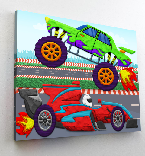 Splat Planet 3D modelino paveikslas ant drobės „Mašinos“ 30×40 cm, 20 spalvų, 5+