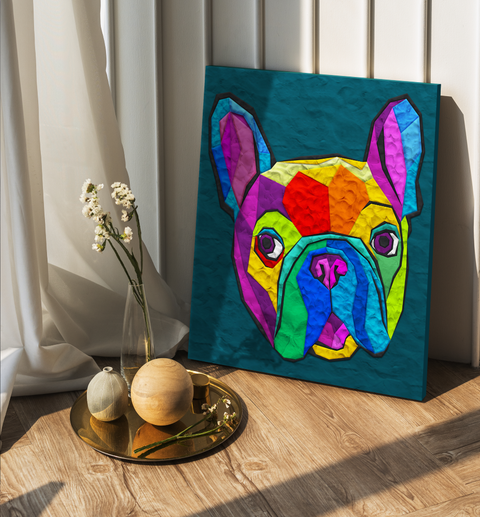 Splat Planet 3D modelino paveikslas ant drobės Prancūzų buldogas 30×40 cm – kūrybinis rinkinys 5+, 20 spalvų