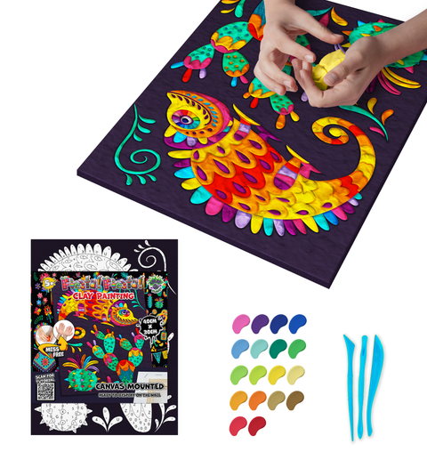 Splat Planet modelino paveikslas „Šventė“ 30×40 cm – kūrybinis rinkinys vaikams, 20 spalvų, 5+