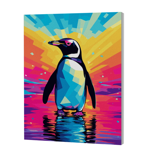 Splat Planet tapyba pagal skaičius – Pingvinas, 30x40 cm drobės rinkinys su akriliniais dažais