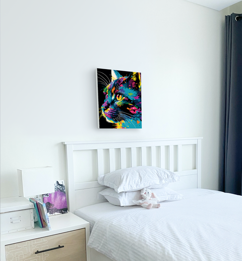Splat Planet tapyba pagal skaičius: Ryški katytė 30x40 cm – akrilinis rinkinys