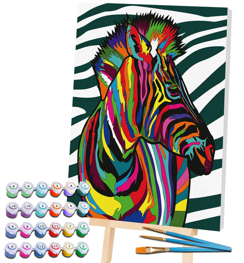 Splat Planet tapyba pagal skaičius „Zebras“ 30x40 cm – drobės rinkinys su akriliniais dažais