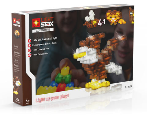 STAX System 140 šviečiančių LED kaladėlių rinkinys su USB maitinimu, 6+, LEGO dydžio