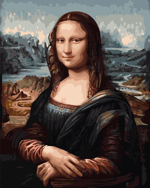 Klasikinė portreto reprodukcija piešinys pagal skaičius 40×50 cm, ryškūs mėlynai rudi tonai ir artimas priartintas kompozicijos kampas