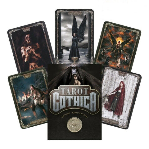 tarot kortos Gothica (Janne Koivuniemi) — tamsios gotikinės kortos su dėklu ir keliomis demonstracinėmis kortomis