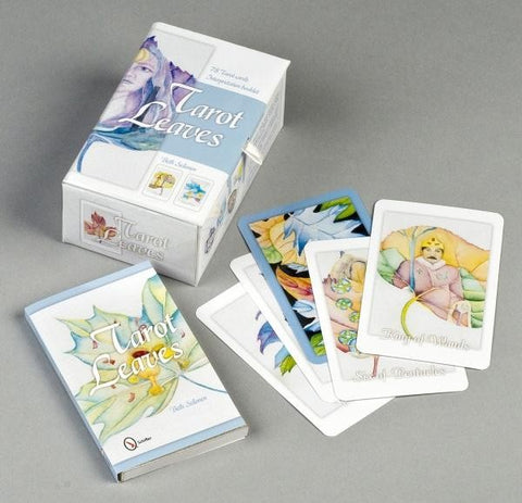 Tarot kortos Tarot Leaves su pastelinėmis iliustracijomis, originalia dėžute, knygelė ir keli atversti pavyzdžiai