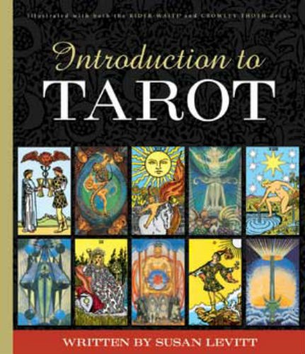 tarot knyga "Introduction to Tarot" su autorės Susan Levitt vardu ir dvylika spalvingų iliustruotų kortų ant priekinio viršelio