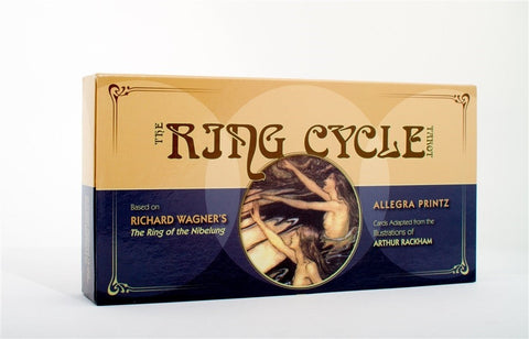 Tarot kortos The Ring Cycle, Allegra Printz leidimas: smėlio ir tamsiai mėlynas dėklas su Arthur Rackham iliustracija, priekinis kampinis rakursas