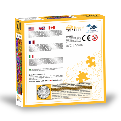 Brain Tree Games dėlionė „Egzotiniai gyvūnai“ – 500 detalių, 49×36 cm, su plakatu