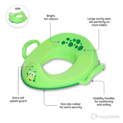 My Carry Potty Dinozauras – mokomasis tualeto žiedas vaikams, neslystantis su rankenėlėmis