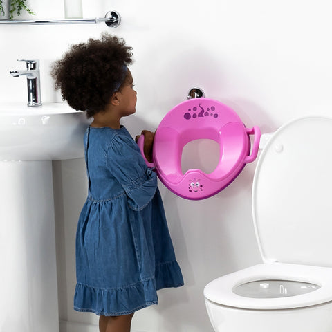 Vaikiška neslystanti tualeto sėdynė su rankenėlėmis „Rožinis drakonas“ – My Carry Potty