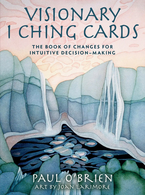 I Ching kortos Visionary — Paul O'Brien viršelis su pasteliniais kriokliais ir tamsiu baseinu, artima viršelio kompozicija