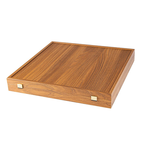 Riešutmedžio šachmatų rinkinys 40x40 cm su pasvertomis Stauntono figūromis