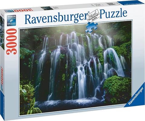 Dėlionė Ravensburger 3000 detalių su gaiviu krioklio peizažu, pakuotės priekinis kampas