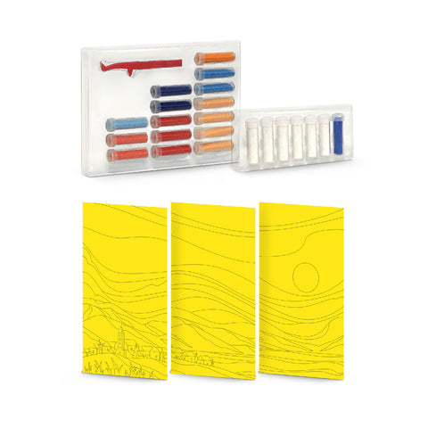 Red Castle smėlio piešimo rinkinys 3in1 – 3 paveikslai, 15 spalvų smėlis, pincetas