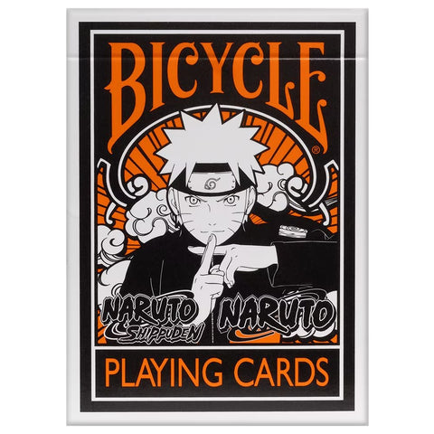 Bicycle kortos Naruto Shippuden, juodo ir oranžinio dizaino priekinė dėžutė su Naruto personažu, kolekcinė versija