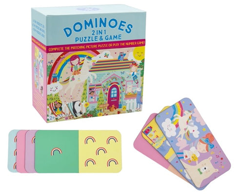 Domino ir dėlionė 2in1 „Vaivorykštės fėja“ – 28 dvipusės kortelės, 2+, Floss & Rock