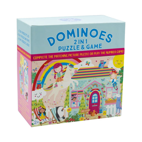 Domino ir dėlionė 2in1 „Vaivorykštės fėja“ – 28 dvipusės kortelės, 2+, Floss & Rock