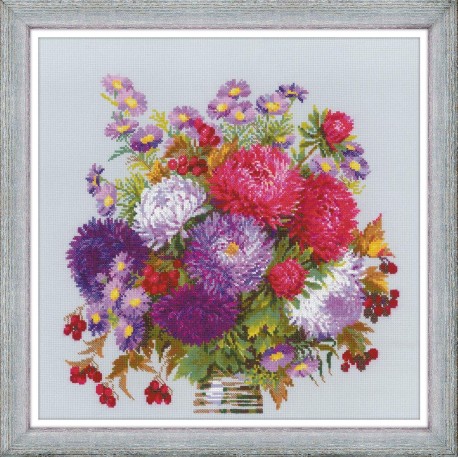 Bouquet with Asters cross stitch kit by RIOLIS Ref. no.: 1773