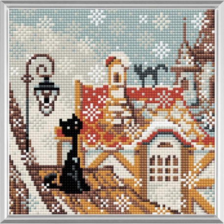 City & Cats Winter diamond mosaic kit by RIOLIS Ref. no.: AM0010
