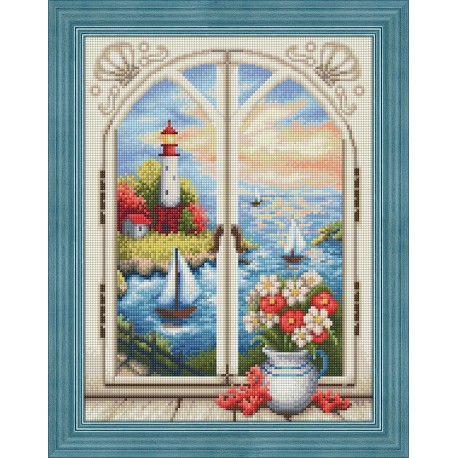 Deimantinis paveikslas Lighthouse out the Window AZ-1665 30x40cm