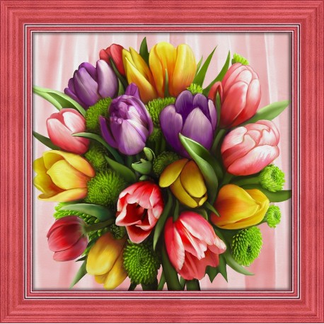 Deimantinis paveikslas Tulip Bouquet AZ-1705 40x40cm