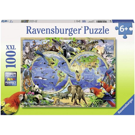 Puzzle 100: Animal Around the World - RAVENSBURGER dėlionė