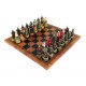 RUSSIANS VS MONGOLIANS: Handpainted Chess Set with Leatherlike Chess Board