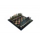 WORLD WAR II: Handpainted Chess Set with Leatherlike Chess Board