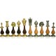 GIANT Solid Brass & Wood Chess Set with amazing Briar Elm Wood Board