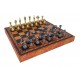 Metaliniai šachmatai su odos imitacijos lenta/dėže + ŠAŠKIŲ komplektas