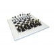 Metal Chess Set with White Laquered Wooden Chessboard