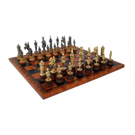 CAMELOT: Chess Set with Leatherette Chessboard