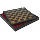 MARY STUART II: Metal Chess Set with Leatherette Chessboard + Checker Set