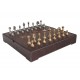 Beautiful Metal Chess Men Set with Handmade Real Leather Chessboard