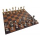 Beautiful Solid Brass Chess Men Set with Real Leather Chessboard