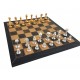 Auksu ir sidabru dengti PRABANGŪS šachmatai su tikros odos rankų darbo žaidimo lenta