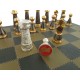 Beautiful Gold/Silver/Brass/Wood Chess Set With Genuine Leather Chess Board