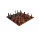 EGYPTIAN SET: Beautiful Handpainted Metal Chess Set with Leatherette Chess Board