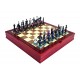 RUSSIANS VS MONGOLIANS: Handpainted Chess Set with Wooden Chessboard and Box