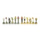 GOLF SET: Handpainted Pewter Chess Set with Leatherette Chessboard + Checker Set